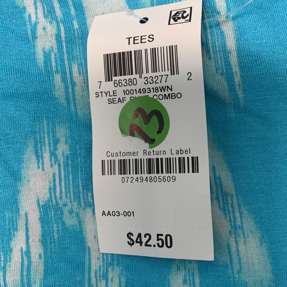 JM Collection plus sized aqua patterned top 0X - Picture 4 of 4